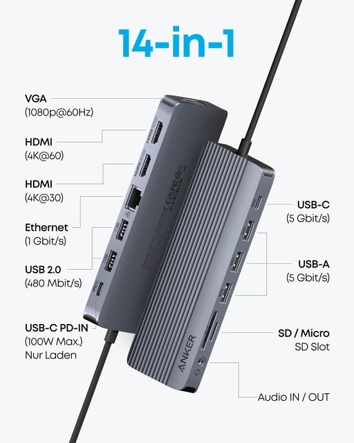 EAN 0194644155513 - Anker A83890A1 hub de interfaz USB Tipo C Gris imagen 2