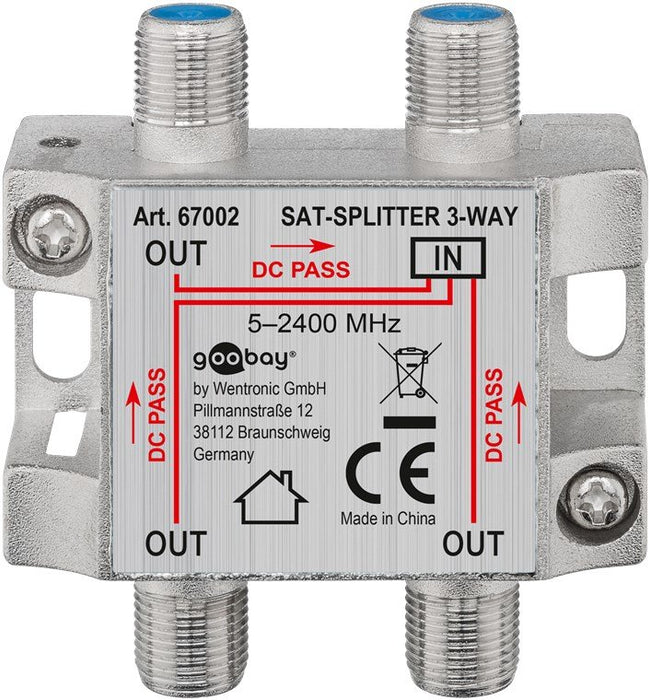 EAN 4040849670022 - Goobay 67002 cable divisor y combinador Divisor de 3 salidas Plata imagen 1