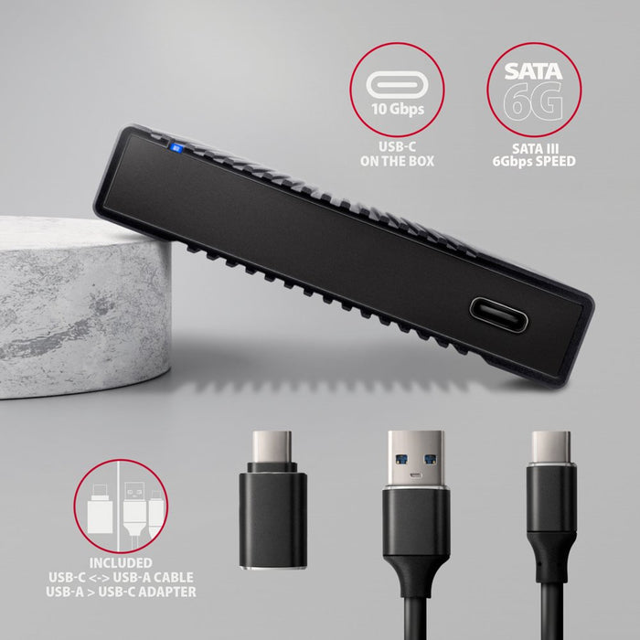 EAN 8595247906779 - Axagon EE25-GTR USB-C 3.2 Gen 2 - SATA 6G 2.5\" externes Festplattengehäuse geriffelt Carcasa de disco du imagen 5