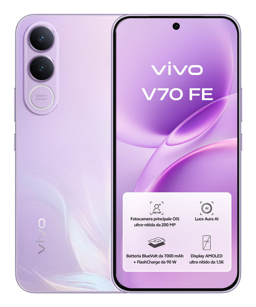 EAN 6932204524218 - VIVO V70 Fe 17,4 cm (6.83") SIM doble Android 16.0 5G USB Tipo C 8 GB 512 GB 7000 mAh Púrpura imagen 2
