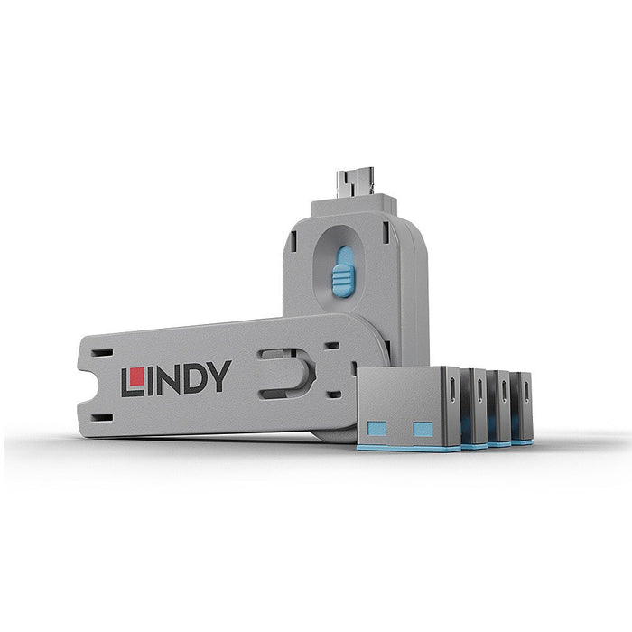 EAN 4002888404525 - Lindy 40452 bloqueador de puerto Bloqueador de puerto + clave USB tipo A Azul Acrilonitrilo butadieno est imagen 1