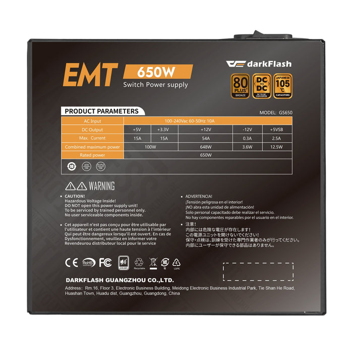 EAN 4711527005657 - darkFlash DP-EMT750-BFN-EU1 unidad de fuente de alimentación 750 W 20+4 pin ATX ATX imagen 8