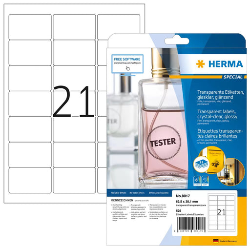 EAN 4008705080170 - HERMA 8017 etiqueta de impresora Transparente Etiqueta para impresora autoadhesiva imagen 1