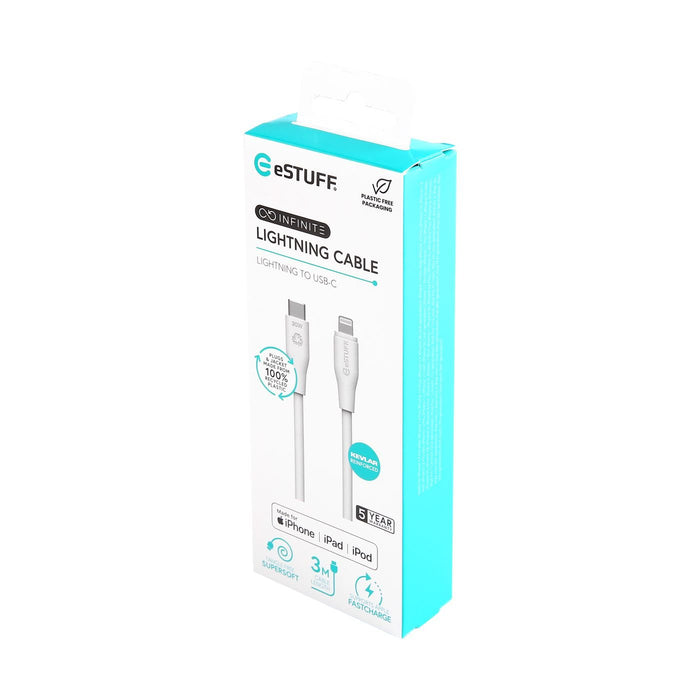 EAN 5715063032251 - eSTUFF ES602370 cable de conector Lightning 3 m Blanco imagen 3