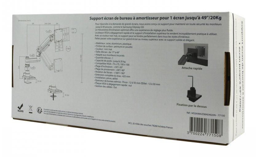 EAN 3700224771508 - MCL MS3A99AZSBAE4920N soporte para monitor 124,5 cm (49") Escritorio Negro imagen 7