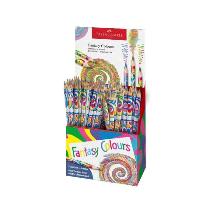 Faber-Castell Fantasia Expositor Con 84 Lapices Con Mina Multicolor - Modelos Standard Y Jumbo - Cuerpo Triangular