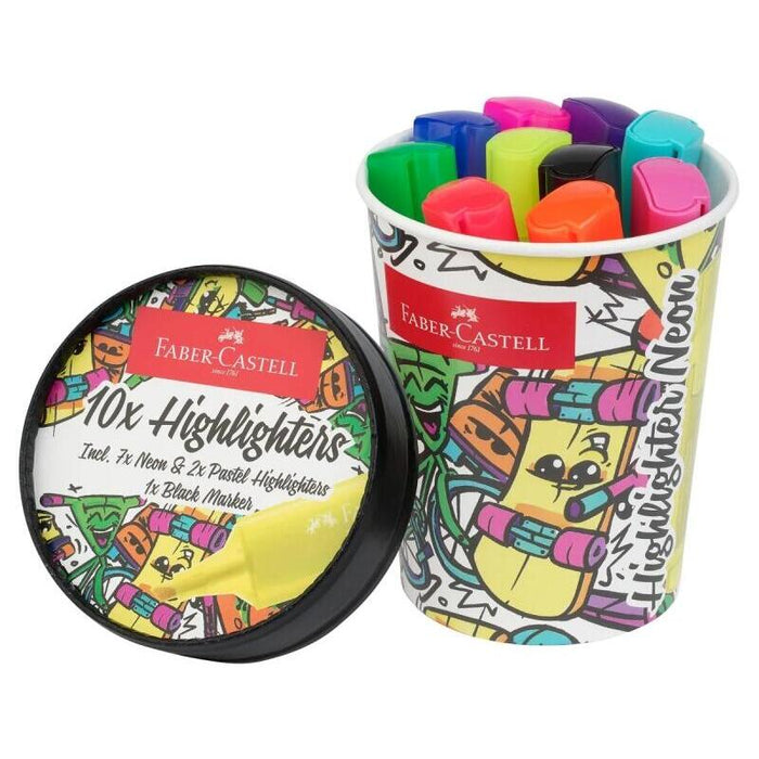 Faber-Castell Textliner 46 Neon Pack De 10 Marcadores Fluorescentes - Diseño Del Pack Tarrina De Helado - Punta