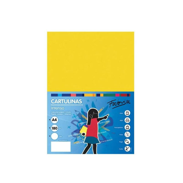 Fabrisa Pack De 50 Cartulina 180gr A4 Amarillo Limon