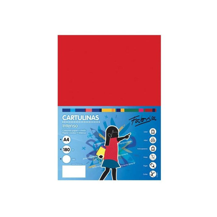 Fabrisa Paq.50h Cartulina 180gr A4 Rojo