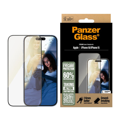 EAN 5715685002533 - PanzerGlass ® EyeCARE™ Screen Protector iPhone 16 | 15 | Ultra-Wide Fit Protector de pantalla Apple 1 pie imagen 2