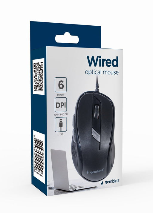 EAN 8716309104296 - Gembird MUS-6B-01 ratón Oficina Ambidextro USB tipo A Óptico 1600 DPI imagen 2