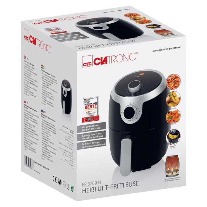 EAN 4006160639643 - Clatronic FR 3769 H Sencillo 1,8 L Independiente 1000 W Freidora de aire caliente Negro, Acero inoxidable imagen 7