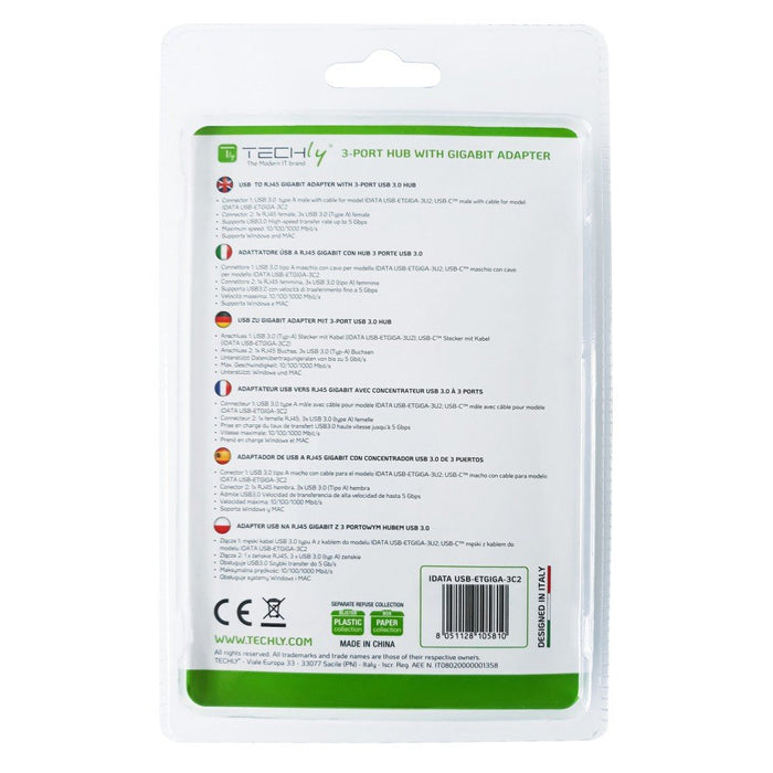 EAN 8051128105810 - Techly IDATA USB-ETGIGA-3C2 base para portátil y replicador de puertos USB 3.2 Gen 1 (3.1 Gen 1) Type-C N imagen 5