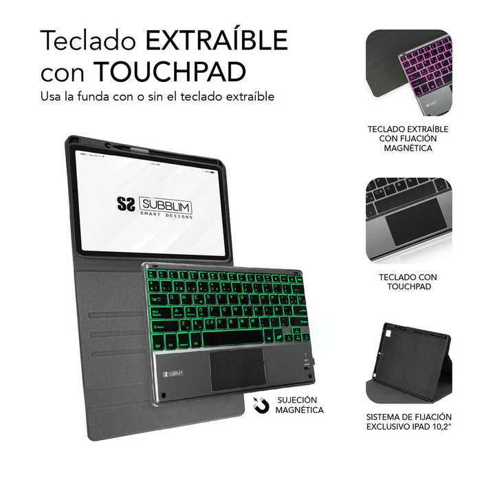 EAN 8436586741426 - SUBBLIM FUNDA + TECLADO TABLET IPAD PRO BLUETOOTH 11'' TOUCHPAD BLACK QWERTY Español Bluetooth/Micro-USB  imagen 3