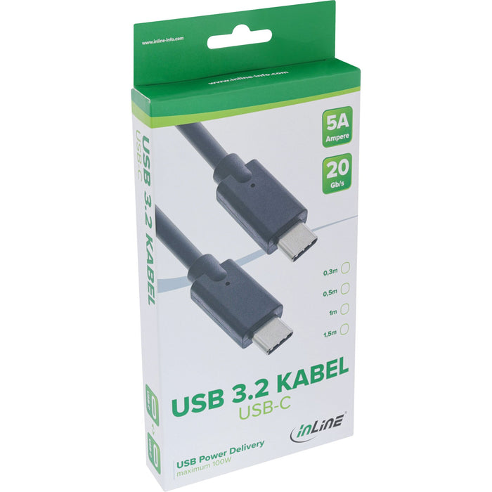 EAN 4043718311392 - InLine 35707A cable USB USB 3.2 Gen 2 (3.1 Gen 2) 0,3 m USB C 20 Gbit/s 100 W Negro imagen 2