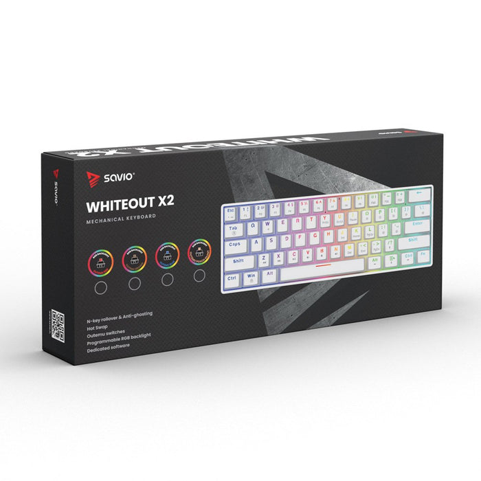 EAN 5901986049357 - Savio WHITEOUT X2 PEACH teclado Juego USB QWERTY Inglés internacional Blanco imagen 13