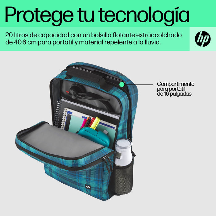 EAN 0197192487600 - HP Campus XL Tartan Plaid Backpack mochila Mochila informal Azul Poliéster, Poliespuma imagen 7