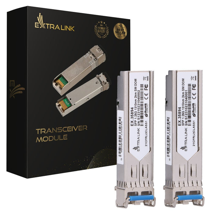 EAN 5905090335894 - Extralink SFP 1.25G 2-pack | Moduł SFP | 1,25Gbps, LC/UPC, 1310nm, 2km, single mode, DOM (EX.35894) red m imagen 1