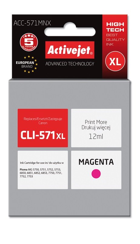 EAN 5901443103189 - Activejet ACC-571MNX cartucho de tinta 1 pieza(s) Compatible Alto rendimiento (XL) Magenta imagen 2