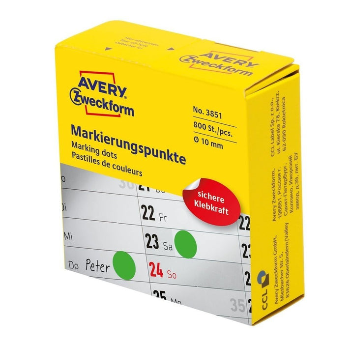 EAN 4004182038512 - Avery 3851 etiqueta autoadhesiva Alrededor Permanente Verde 800 pieza(s) imagen 1