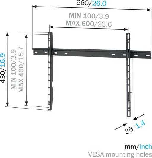 EAN 8712285326325 - Vogel's MNT 300. WALL MOUNT FLAT WALL 2,03 m (80") Negro imagen 2