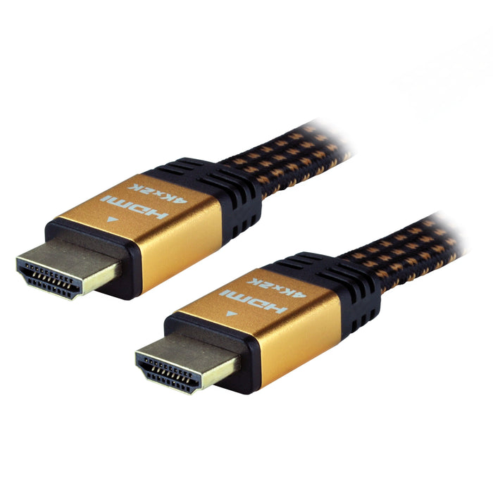 EAN 3700224754129 - MCL CÂBLE PLAT TRESSÉ HDMI - MÂLE/MÂLE - 3M cable HDMI HDMI tipo A (Estándar) Negro, Oro imagen 1