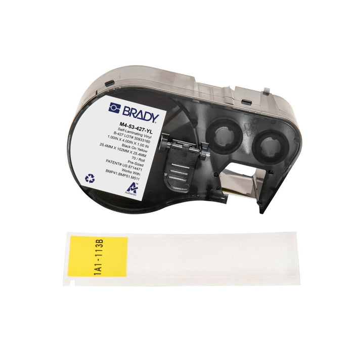 EAN 888434591833 - Brady M4-53-427-YL etiqueta de impresora Negro, Amarillo Etiqueta para impresora autoadhesiva imagen 1