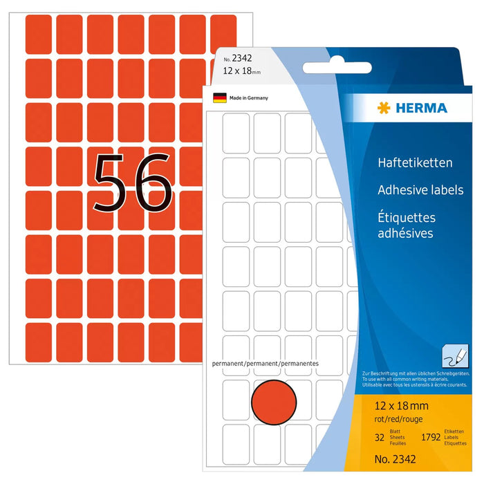 EAN 4008705023429 - HERMA 2342 etiqueta autoadhesiva Rectángulo redondeado Rojo 1792 pieza(s) imagen 1