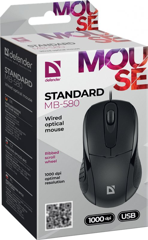 EAN 4714033525800 - Defender STANDARD MB-580 ratón Oficina Ambidextro USB tipo A Óptico 1000 DPI imagen 2