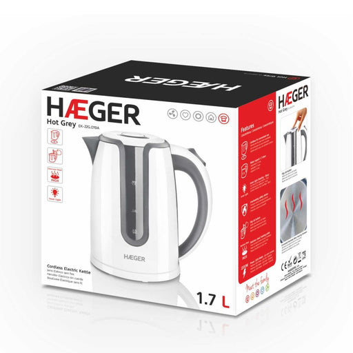 EAN 5608475013492 - Haeger EK-22G.019A tetera eléctrica 1,7 L 2200 W Gris, Blanco imagen 2