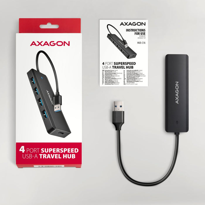 EAN 8595247907660 - Axagon HUE-C1A hub de interfaz USB 3.2 Gen 1 (3.1 Gen 1) Type-A 5000 Mbit/s Negro imagen 6