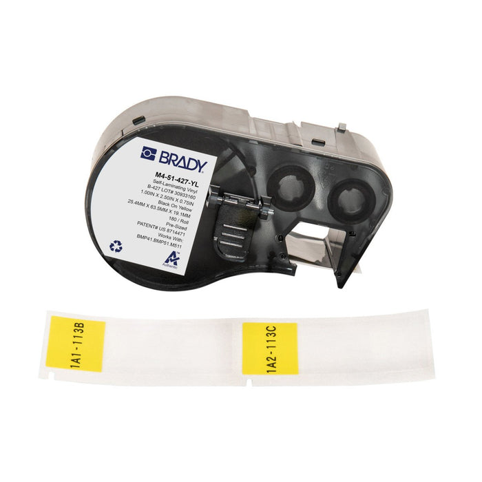 EAN 888434591802 - Brady M4-51-427-YL etiqueta de impresora Negro, Amarillo Etiqueta para impresora autoadhesiva imagen 1
