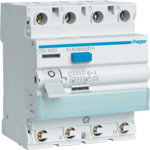 EAN 3250611610878 - Hager CDS463D corta circuito Interruptor diferencial Tipo A 4 módulo(s) imagen 1