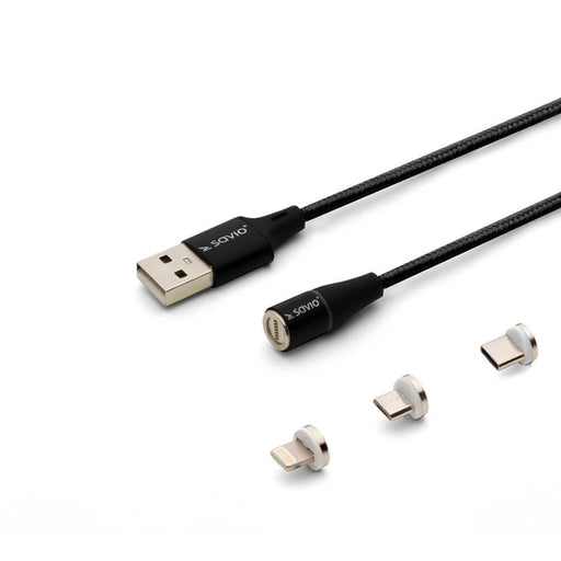 EAN 5901986046738 - Savio CL-155 cable USB USB 2.0 2 m USB A USB C/Micro-USB B/Lightning Negro imagen 1