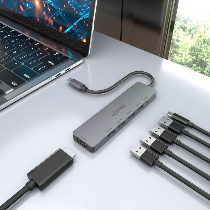 EAN 8435739905210 - AISENS ASUC-6P047-GR base para portátil y replicador de puertos Alámbrico USB 3.2 Gen 1 (3.1 Gen 1) Type- imagen 6
