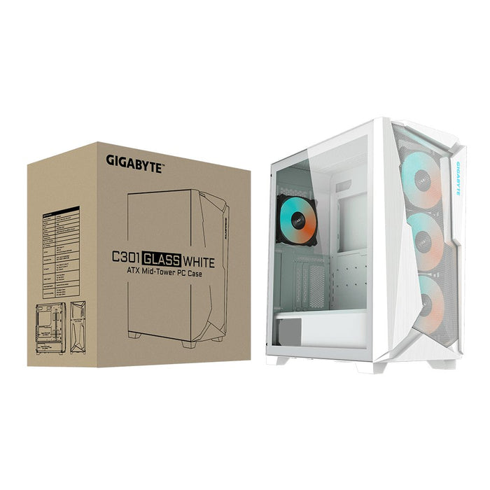 EAN 0810075655636 - GIGABYTE C301 GLASS WHITE carcasa de ordenador Midi Tower Blanco imagen 8