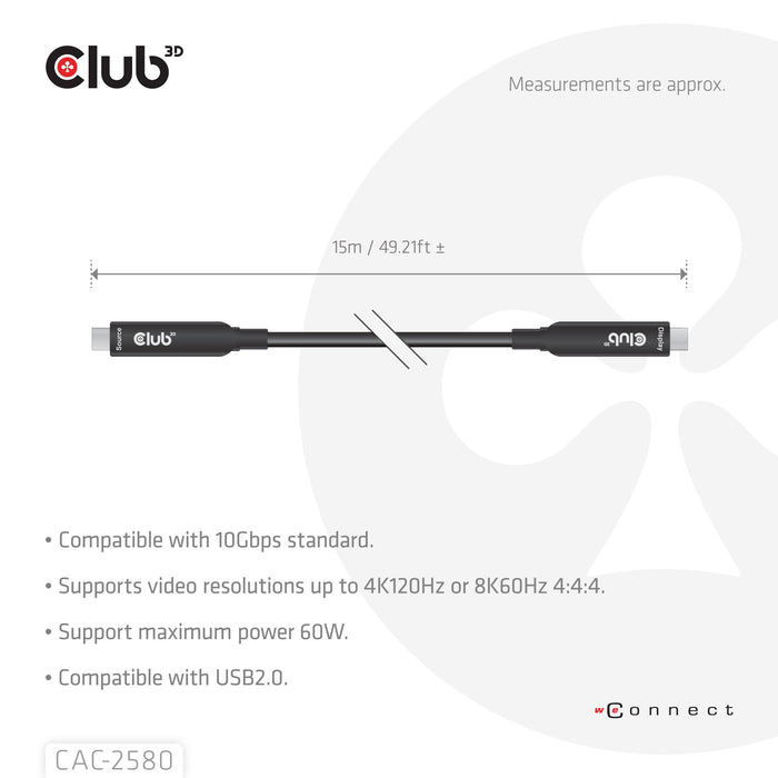 EAN 8719214473662 - CLUB3D CAC-2580 cable USB 15 m USB C Negro imagen 4