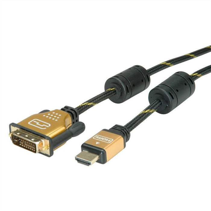 EAN 7611990145751 - ROLINE 11.04.5893 adaptador de cable de vídeo 5 m HDMI DVI Negro, Oro imagen 4