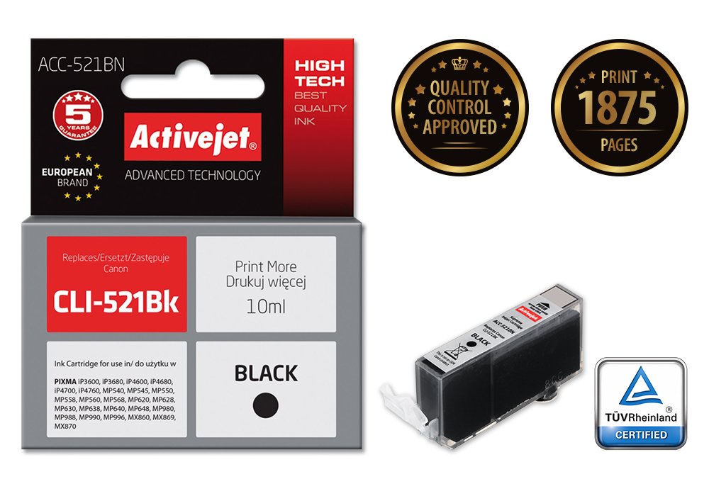EAN 5901452126049 - Activejet ACC-521BN cartucho de tinta 1 pieza(s) Compatible Alto rendimiento (XL) Negro imagen 1