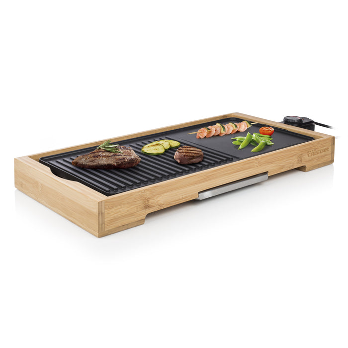EAN 8713016053831 - Tristar BP-2641 barbacoa y parrilla al aire libre Mesa Eléctrico Bamboo, Negro 2200 W imagen 2
