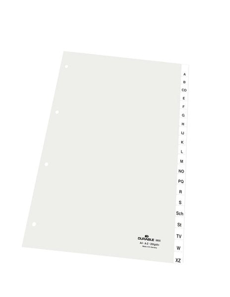 EAN 4005546630007 - Durable 6800-19 Separador alfabético con pestaña Transparente, Blanco imagen 2