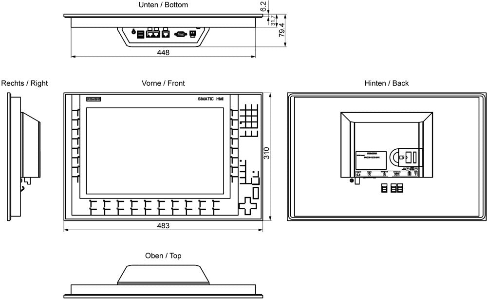 EAN 4047623407829 - Siemens 6AV2124-1QC02-0AX1 panel de control táctil 39,1 cm (15.4") 800 x 1280 Pixeles imagen 3