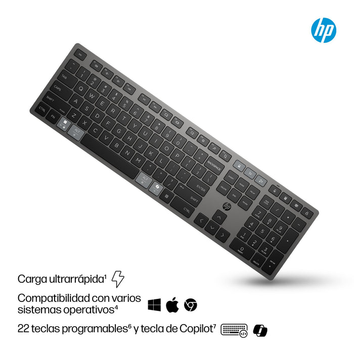 EAN 0198122140749 - HP 720 Multi-Device Rechargeable Wireless Keyboard teclado Hogar / Oficina USB + Bluetooth Negro imagen 3