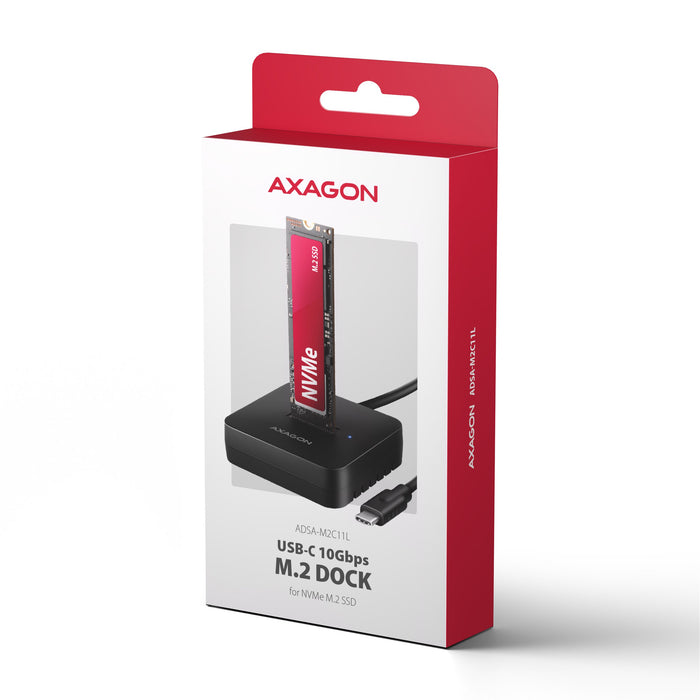 EAN 8595247909534 - Axagon ADSA-M2C11L base de conexión para disco duro USB 3.2 Gen 2 (3.1 Gen 2) Type-C Negro imagen 10