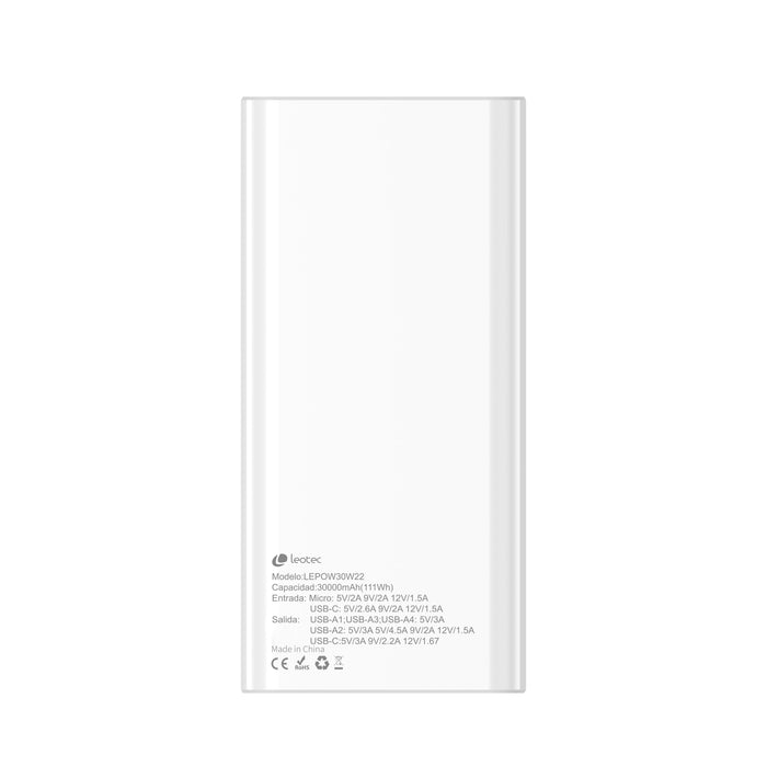 EAN 8436588883353 - Leotec LEPOW30W22W batería externa Polímero de litio 30000 mAh Blanco imagen 15