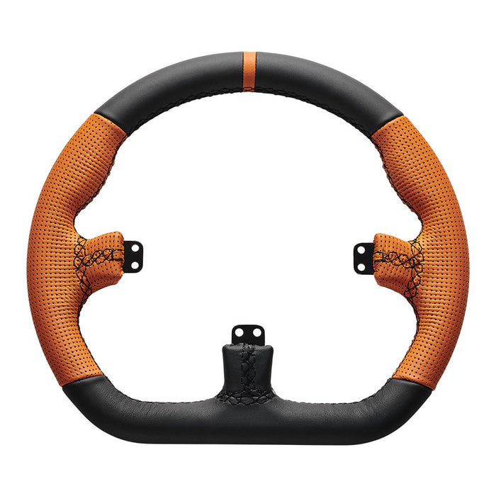 EAN 1230000121774 - Asetek Closed D Orange Leather Rim Volante de carreras imagen 2