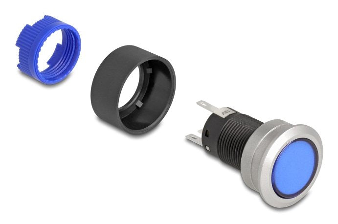 EAN 4043619220496 - DeLOCK 22049 interruptor eléctrico Interruptor pulsador Negro, Azul, Plata imagen 3