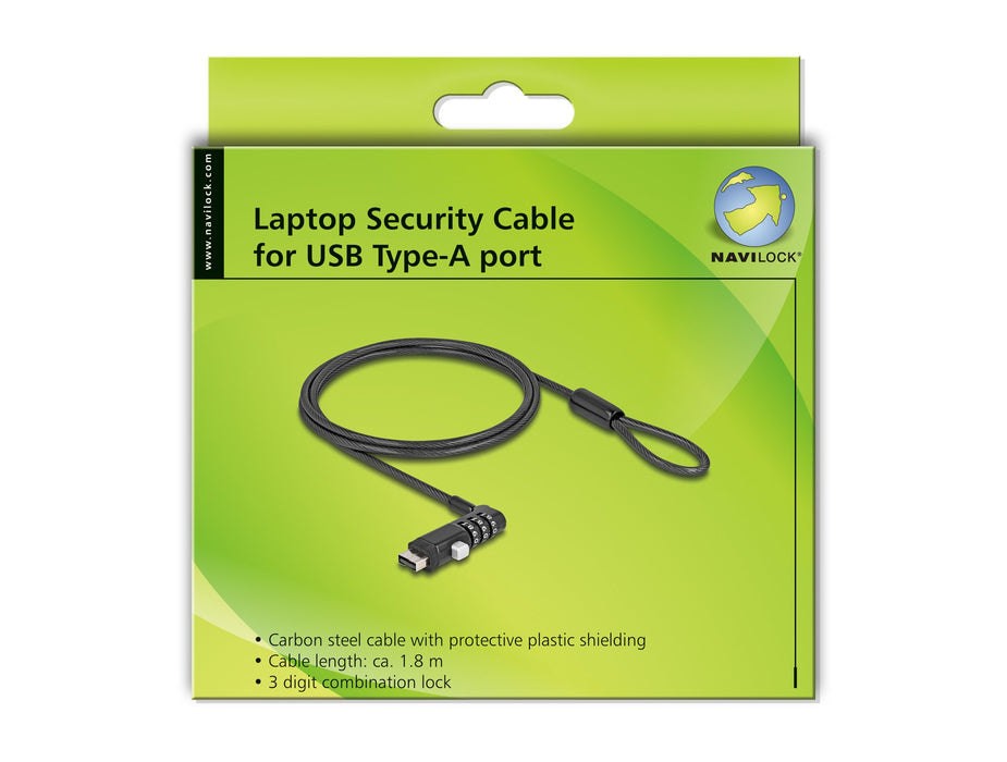 EAN 4043619209163 - Navilock 20916 cable antirrobo Negro 1,8 m imagen 3