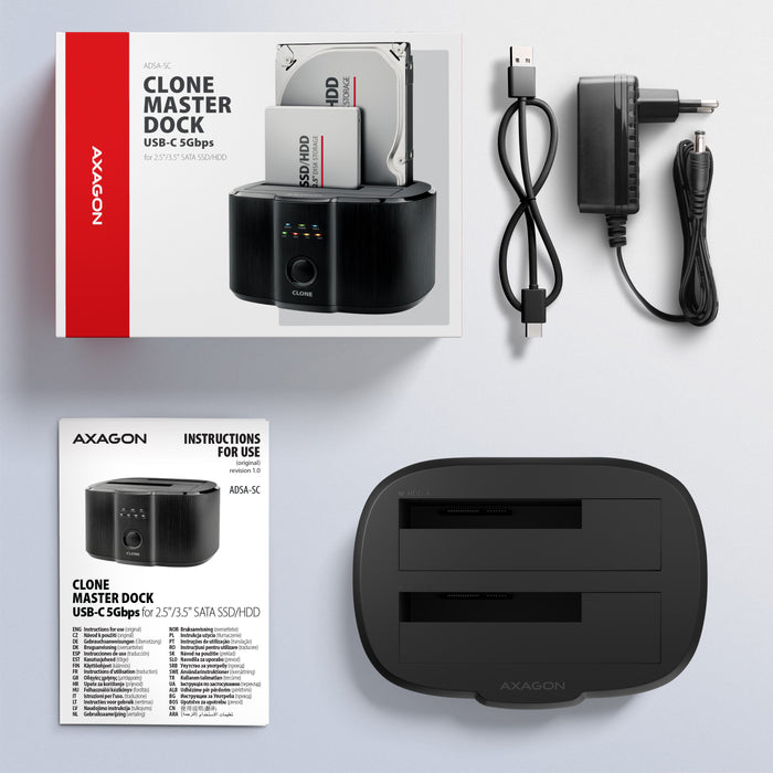 EAN 8595247909411 - Axagon ADSA-SC base de conexión para disco duro USB 3.2 Gen 1 (3.1 Gen 1) Type-C Negro imagen 10