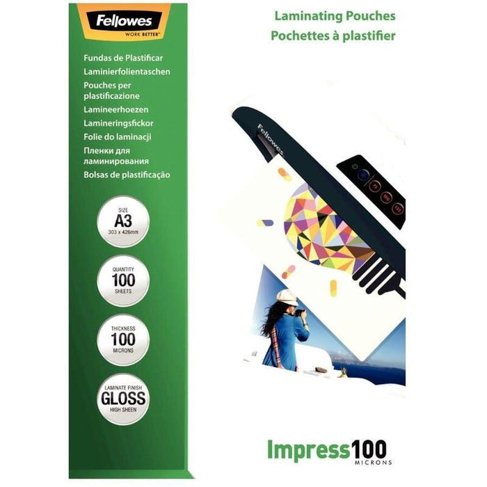 Fellowes Fundas Para Plastificar Apex Standard Brillante Para A3 100 Micron, 100 Unidades